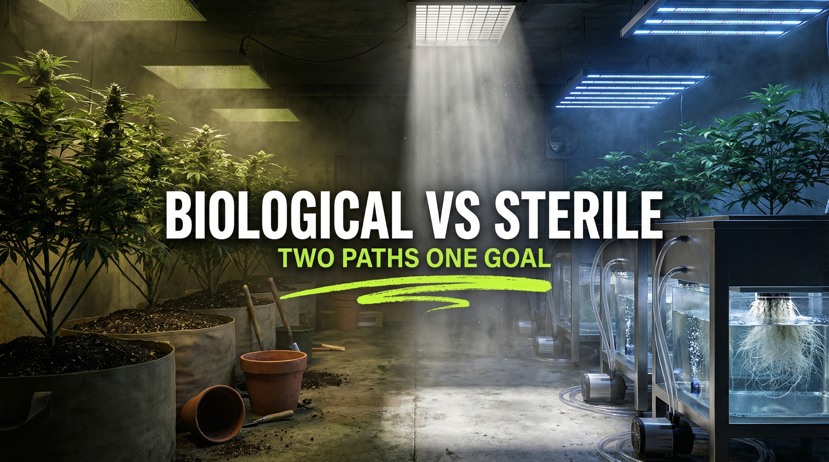 Comparison of biological versus sterile growing approaches in coco and hydroponic root zones