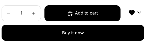 Product page showing the wishlist button with a drop-down next to the heart icon