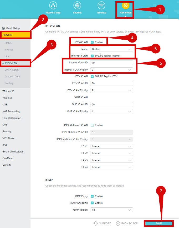 TP-Link Archer AX55 IPTV and VLAN settings