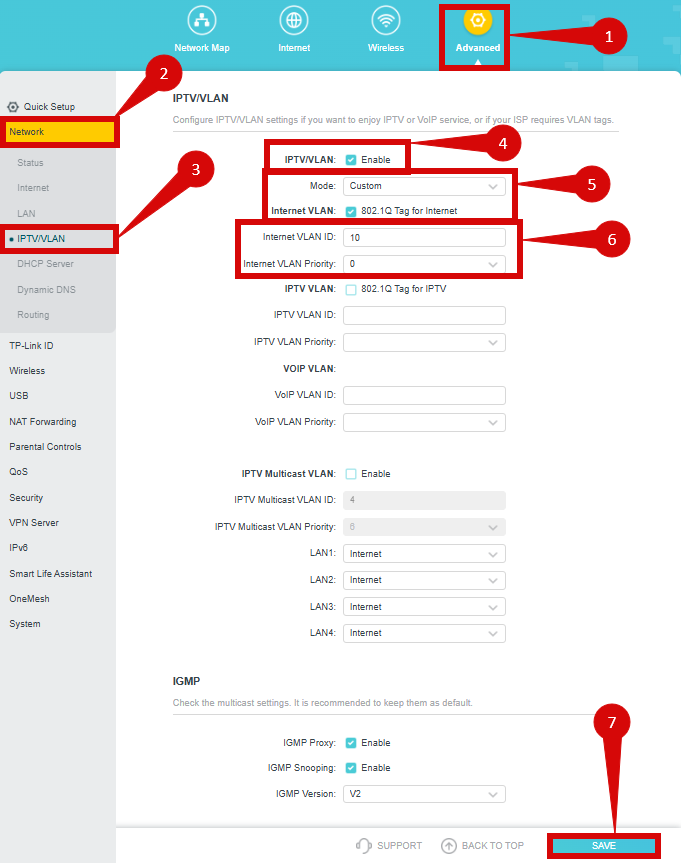 TP-Link Archer AX55 IPTV and VLAN settings
