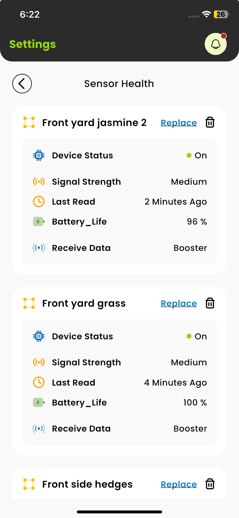 Sensor Delete Screenshot