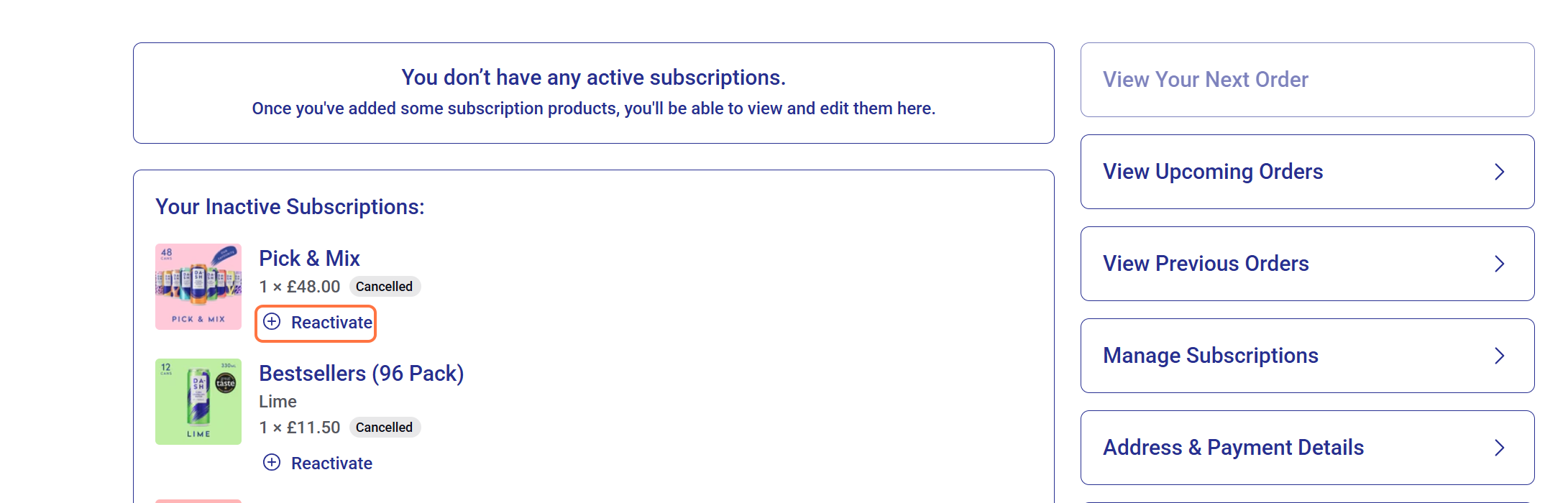 Click reactivate