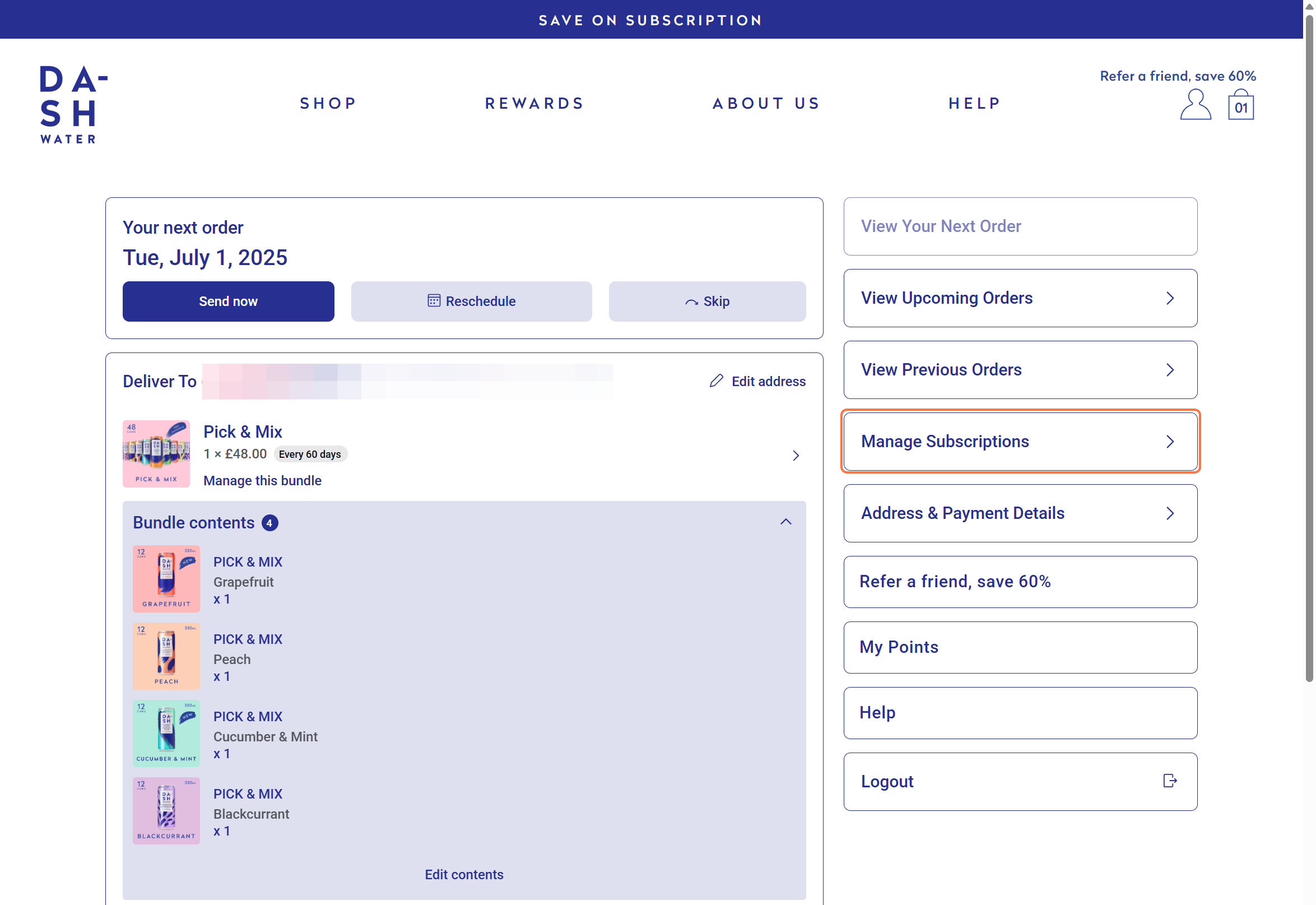 Click Manage Subscriptions