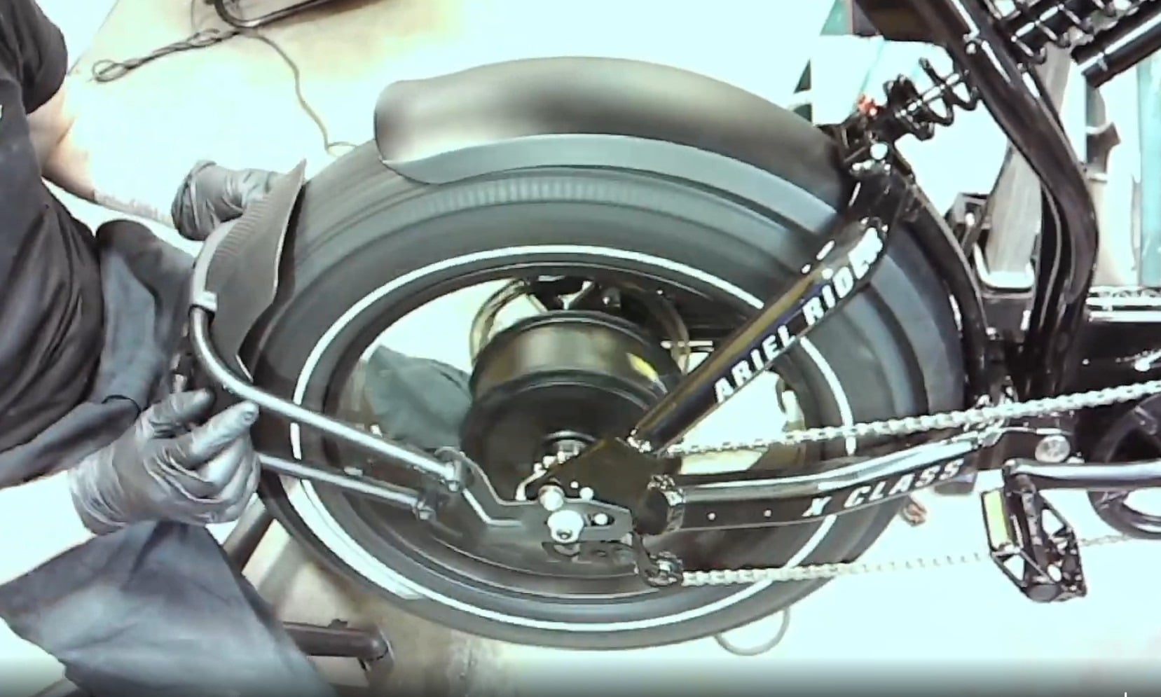 Spinning the wheel to check clearance