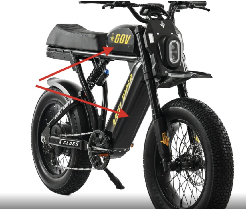 Removing the top tube and down tube battery