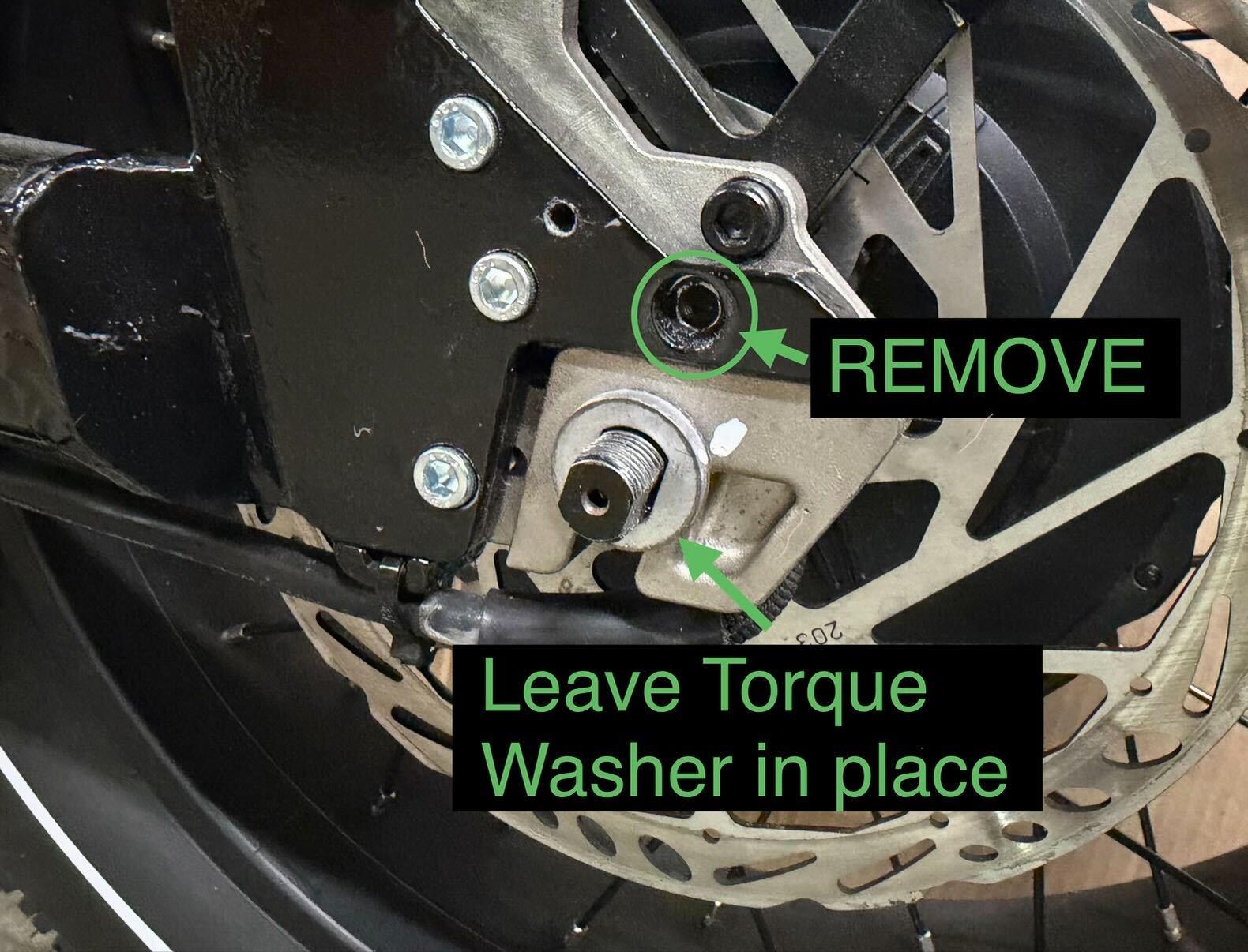 Axle nut and M6 screw removal points