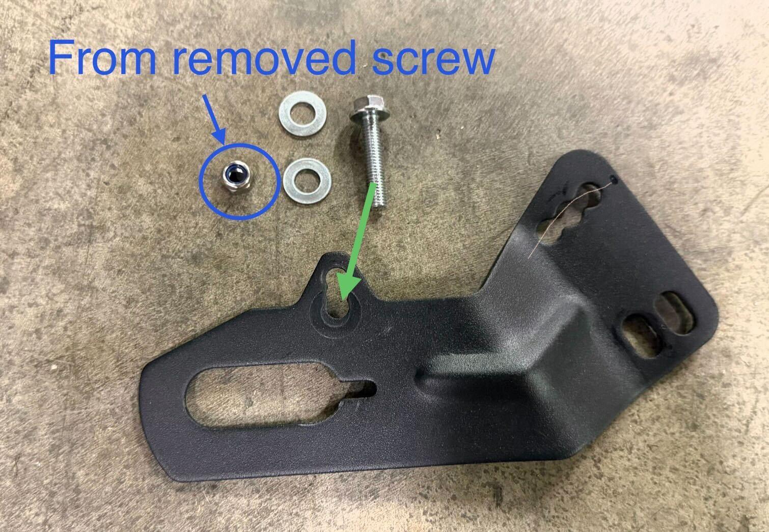 Bracket hardware and adjustment screw alignment