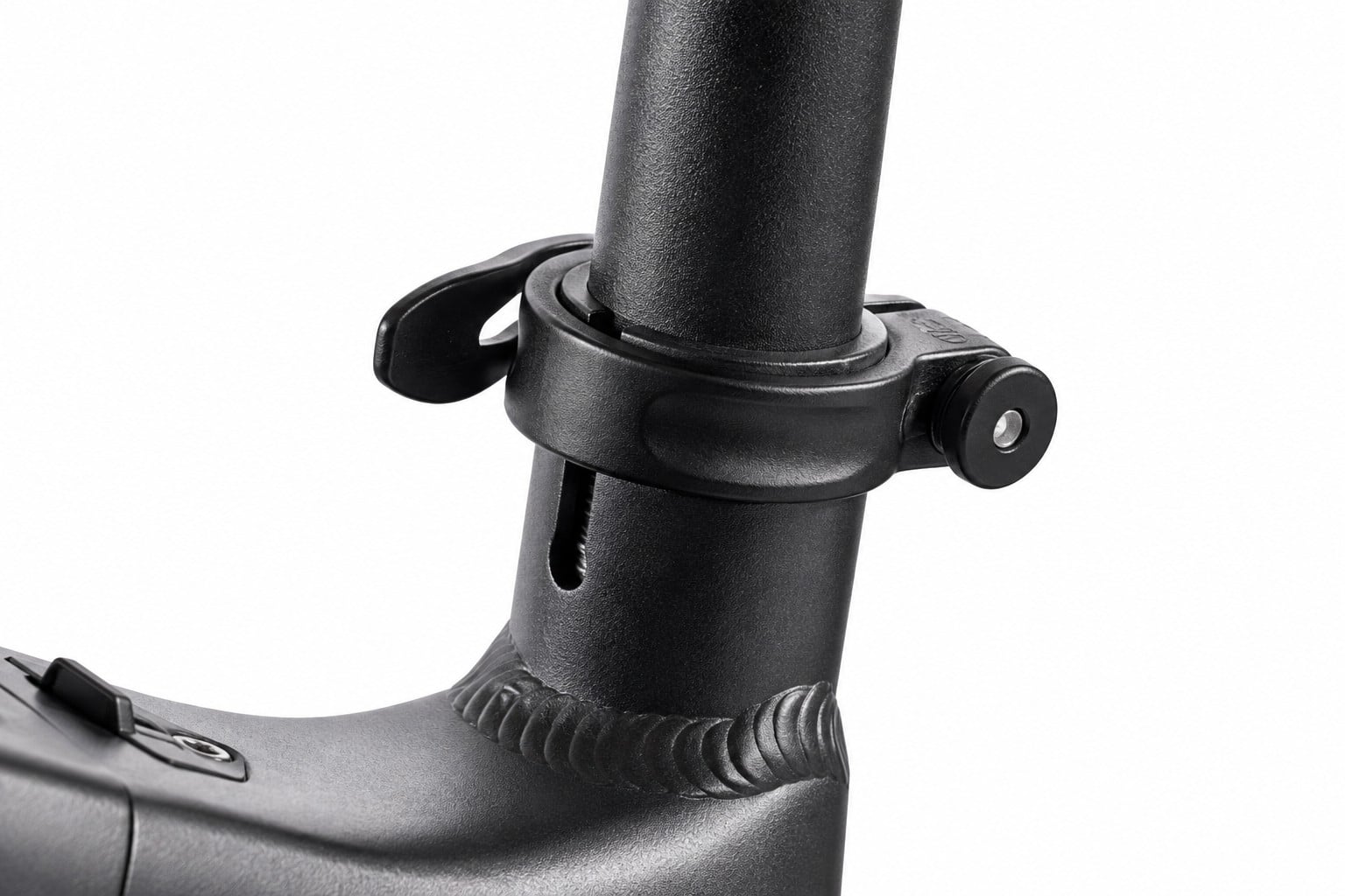 Frame clamp shown. The saddle rails have a separate clamp underneath the saddle, not shown here.