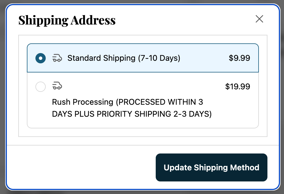 Update Shipping Method