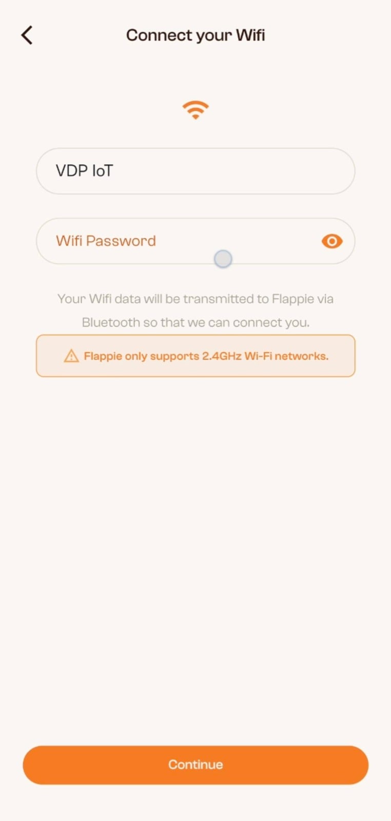 WLAN-Passwort in der Flappie App eingeben