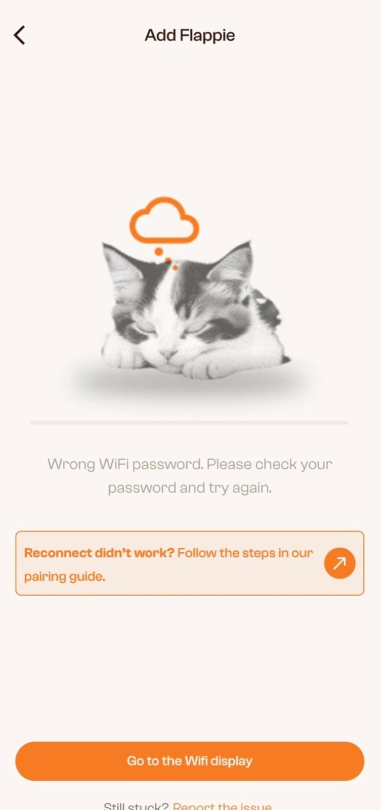 Fehlermeldung bei fehlgeschlagener WLAN-Verbindung