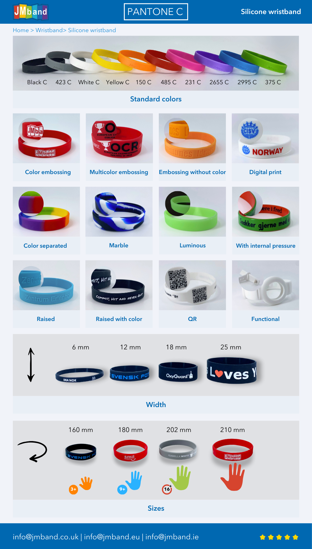 Here you can see the different options for silicone wristbands.