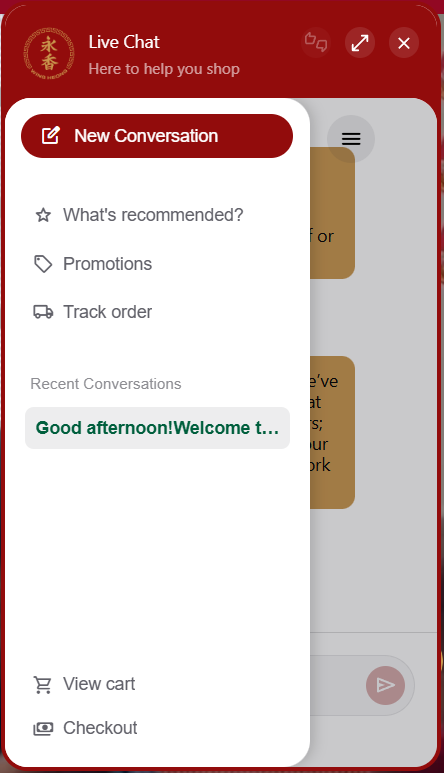 Track your order with live chat widget
