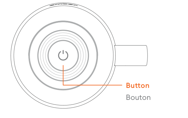 Bottom view of Ember Mug 3 showing the power button in the center of the base, surrounded by the charging rings