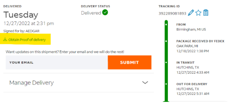 A screenshot of a mail

Description automatically generated