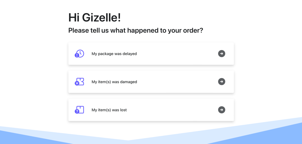 After logging in, choose the issue type