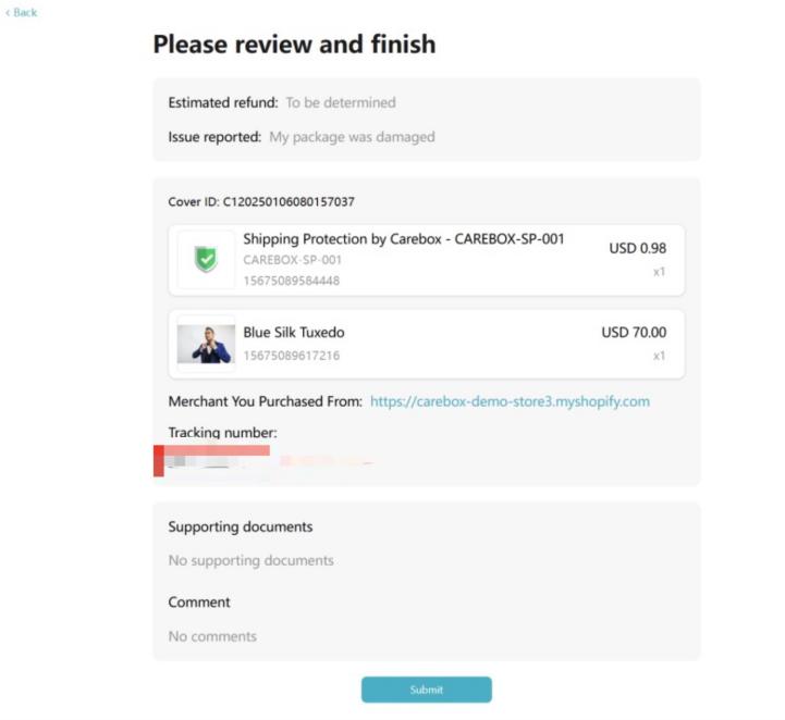  Submit a Claim Request with Package Protect