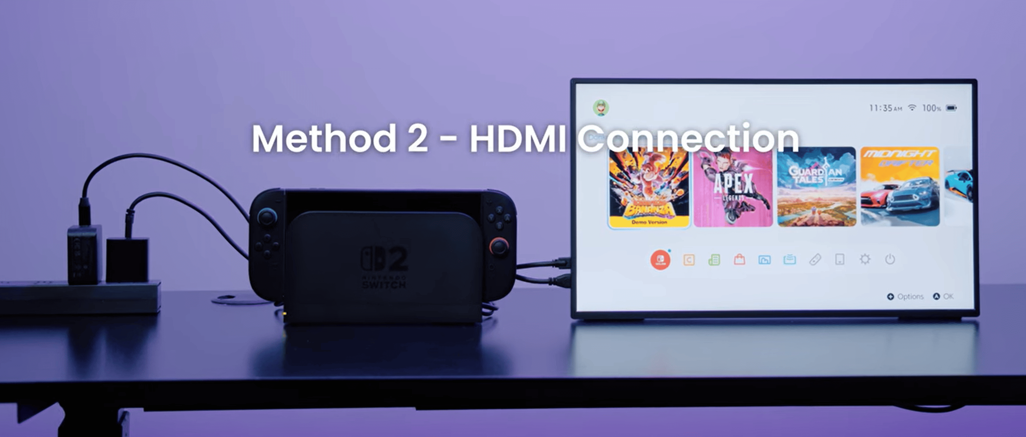 HDMI cable connect to Switch 2 