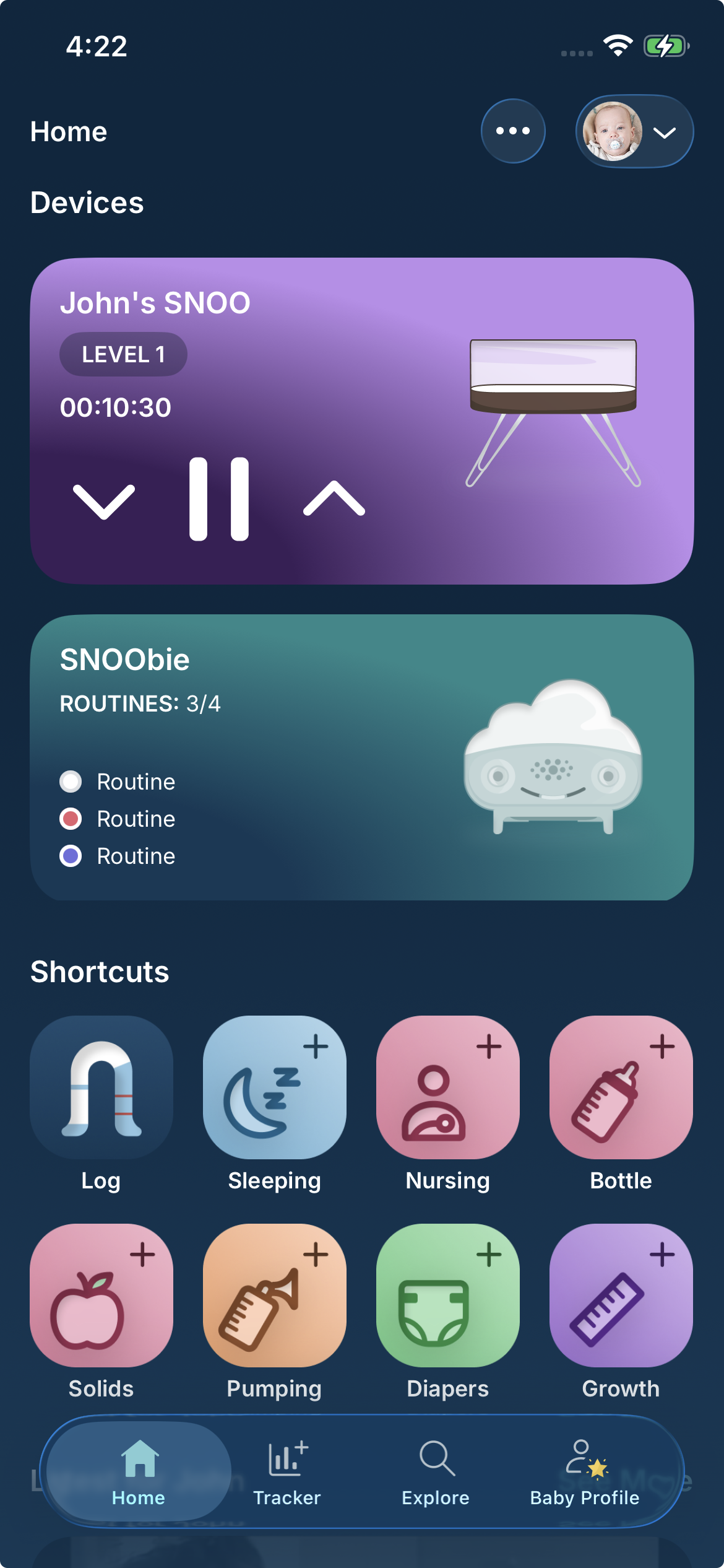 How do I track diaper changes with the Happiest Baby App? Home Screen.jpeg