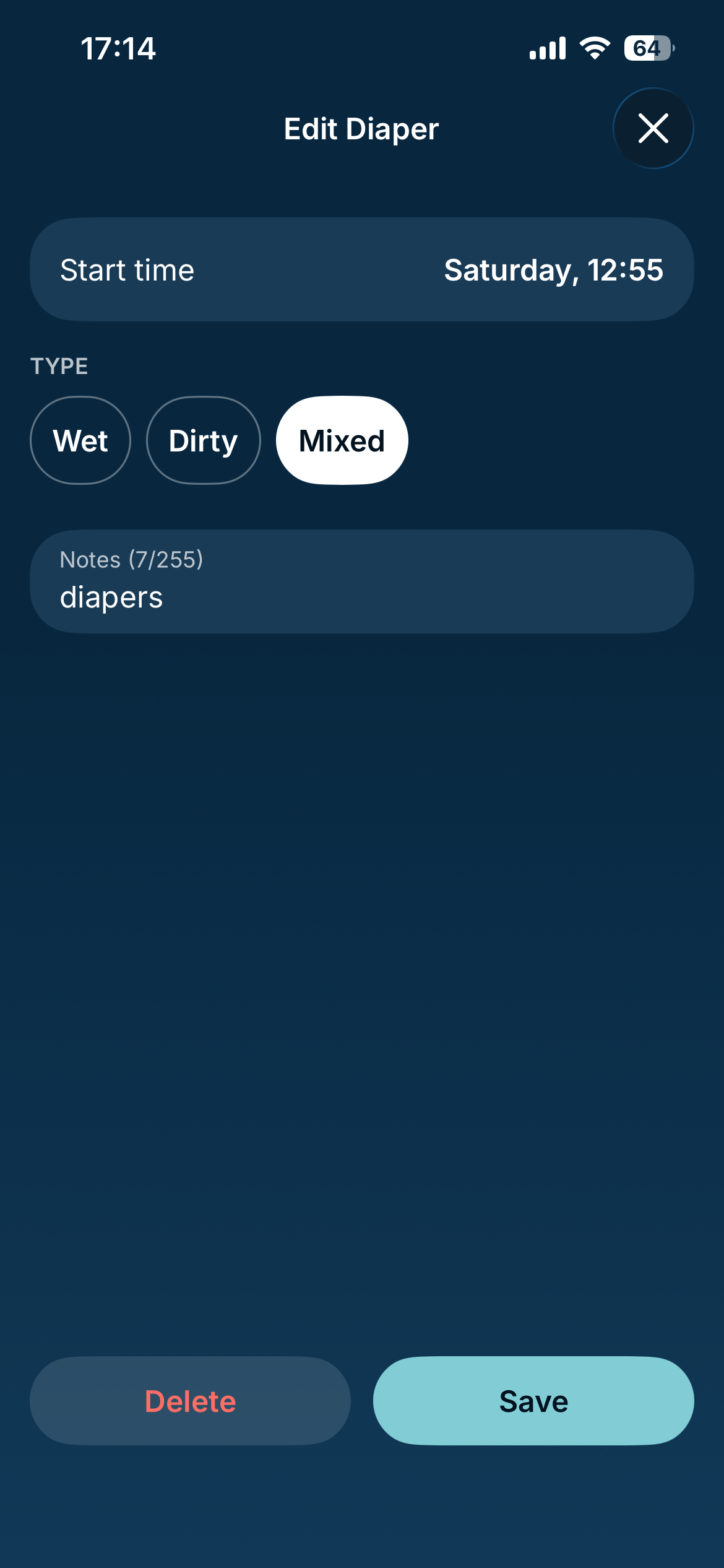 How do I edit a diaper change? Edit Diapers.jpeg
