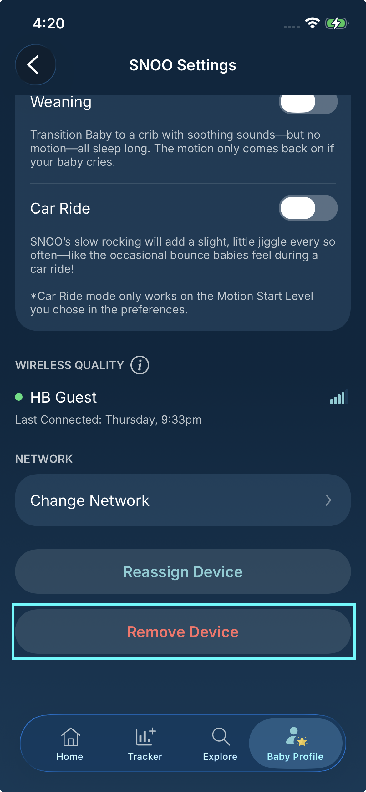 How do I unpair my SNOO? Remove SNOO .PNG