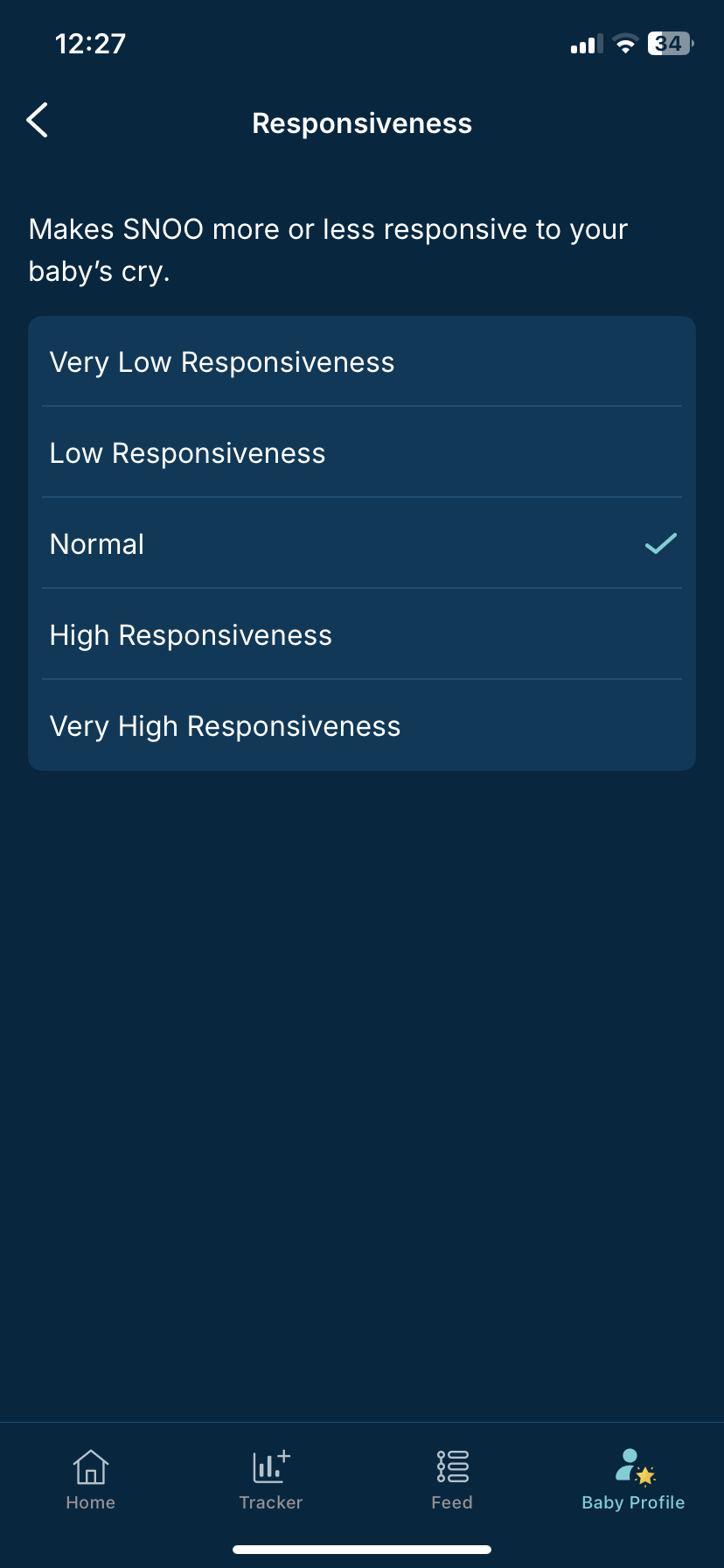 SNOO is too sensitive or not sensitive enough to my baby's cries. Is there a setting in the App that can help? Responsiveness.jpeg
