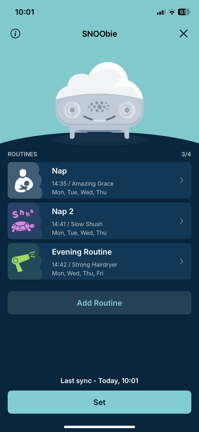 How do I navigate through the Happiest Baby App? SNOObie Dashboard.jpeg
