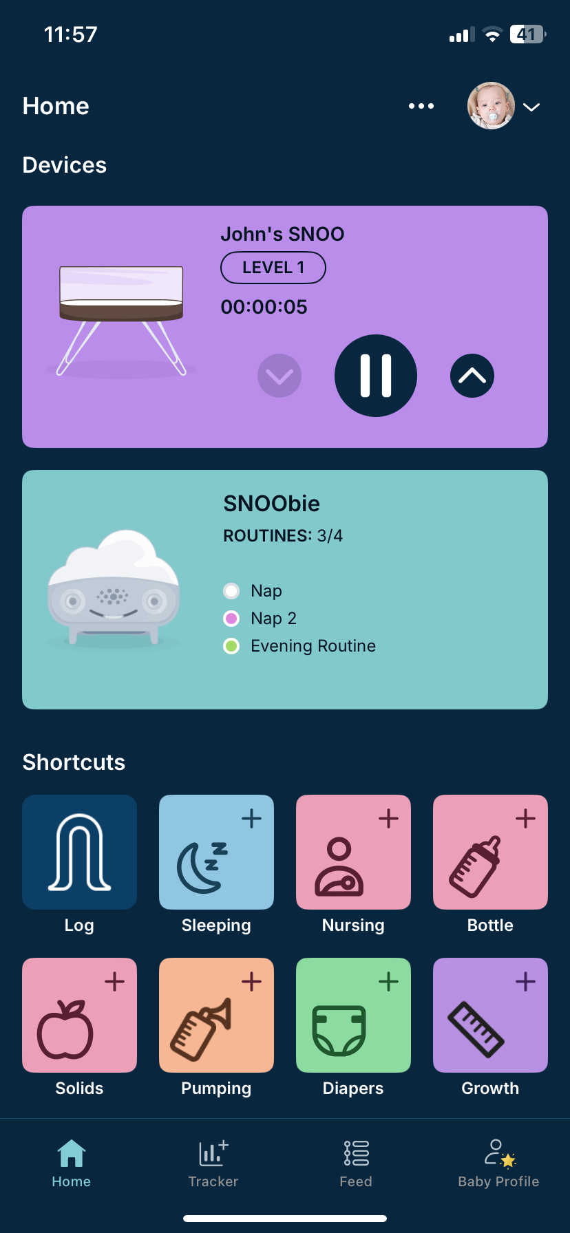 How do I track feedings with the Happiest Baby App?  Home Screen.jpeg