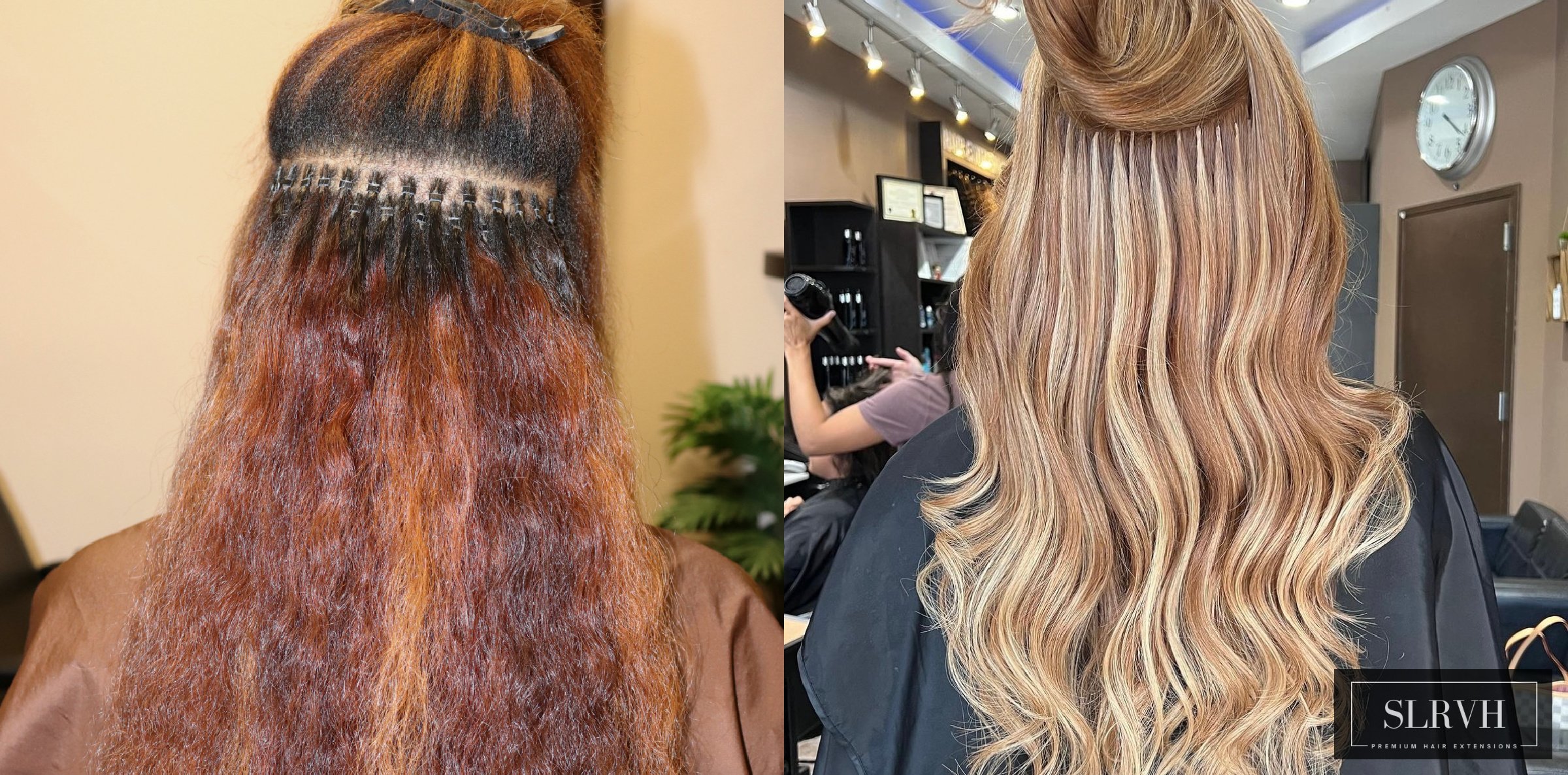 Side by Side Diagram of Microlinks vs. Organic Keratin K-Tips - SL Raw Virgin Hair 