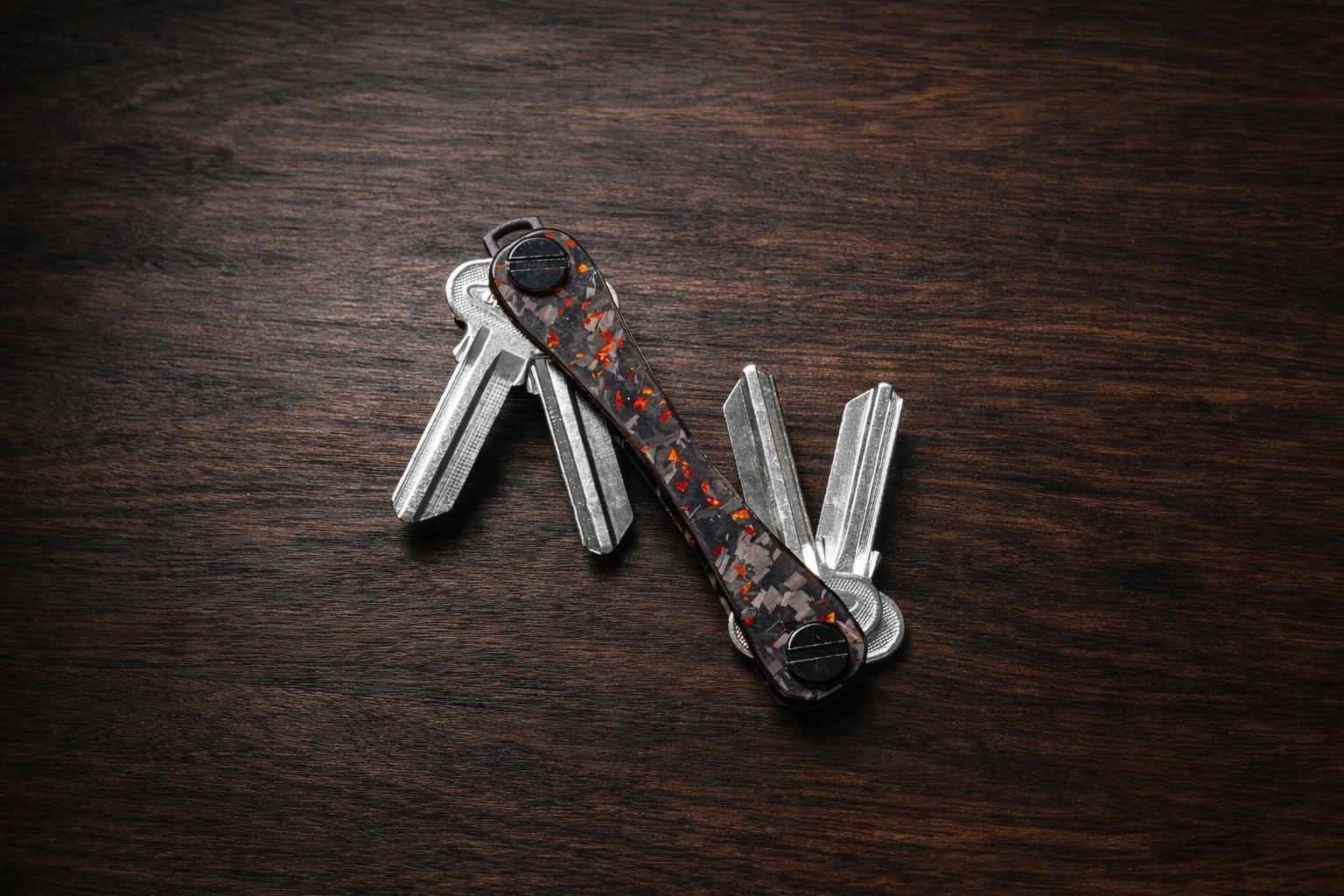 KeySmart® Classic Red Forged Carbon