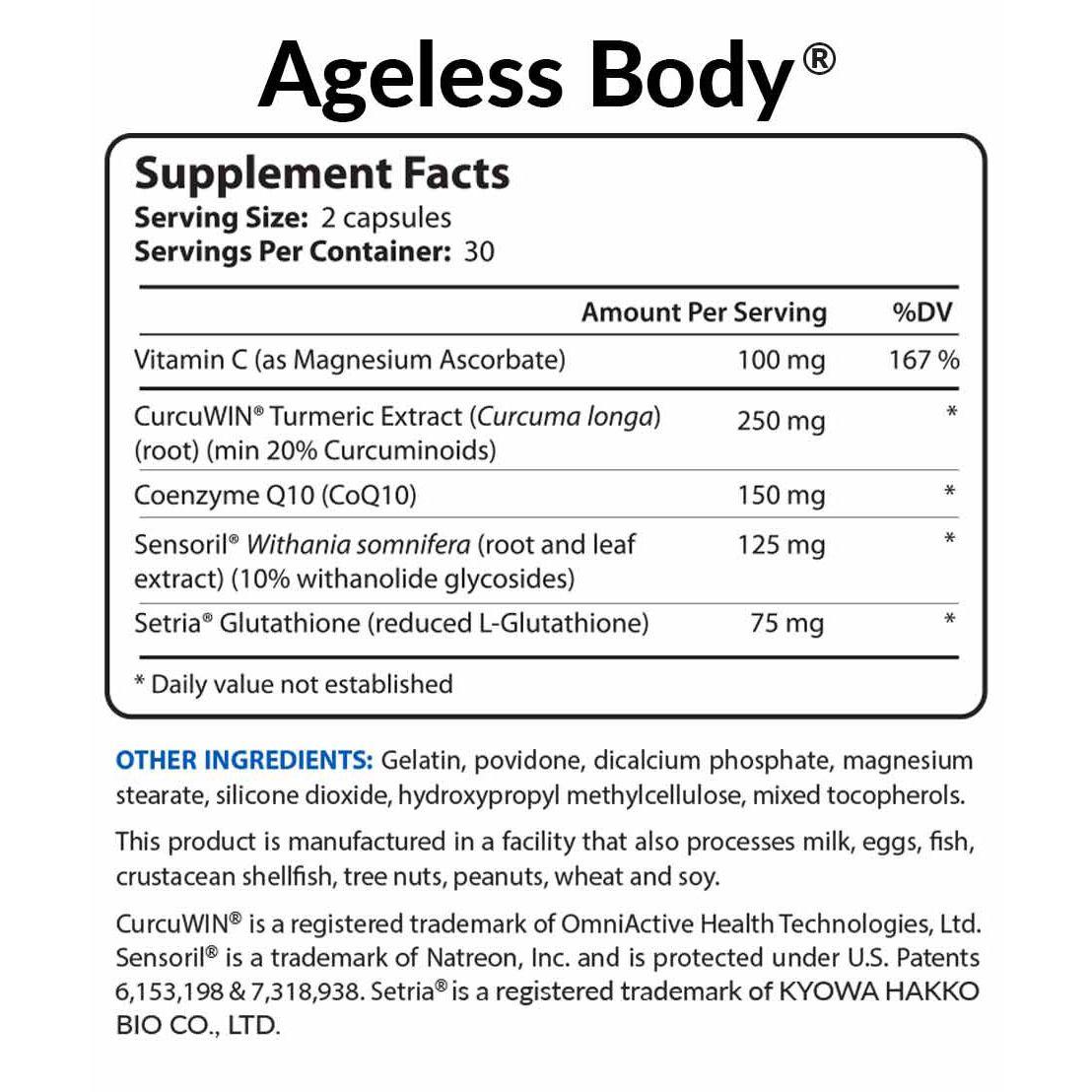 Ageless Body Ingredients