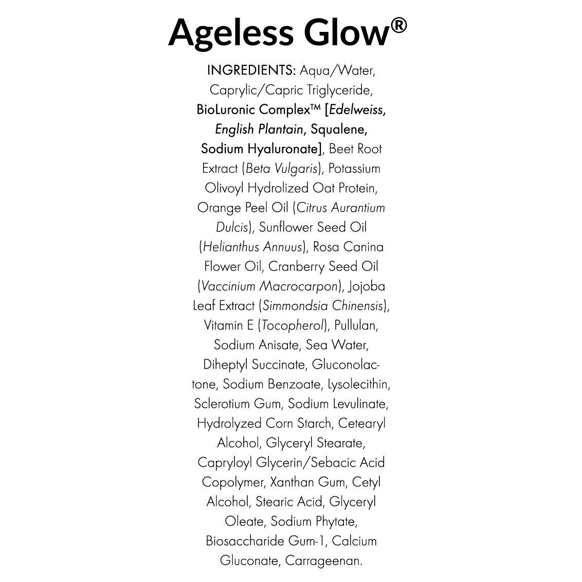 Ageless Glow Ingredients