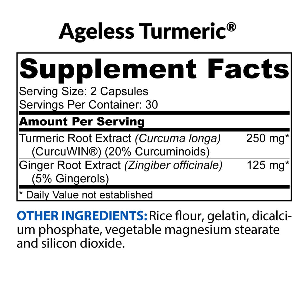 Ageless Turmeric Ingredients