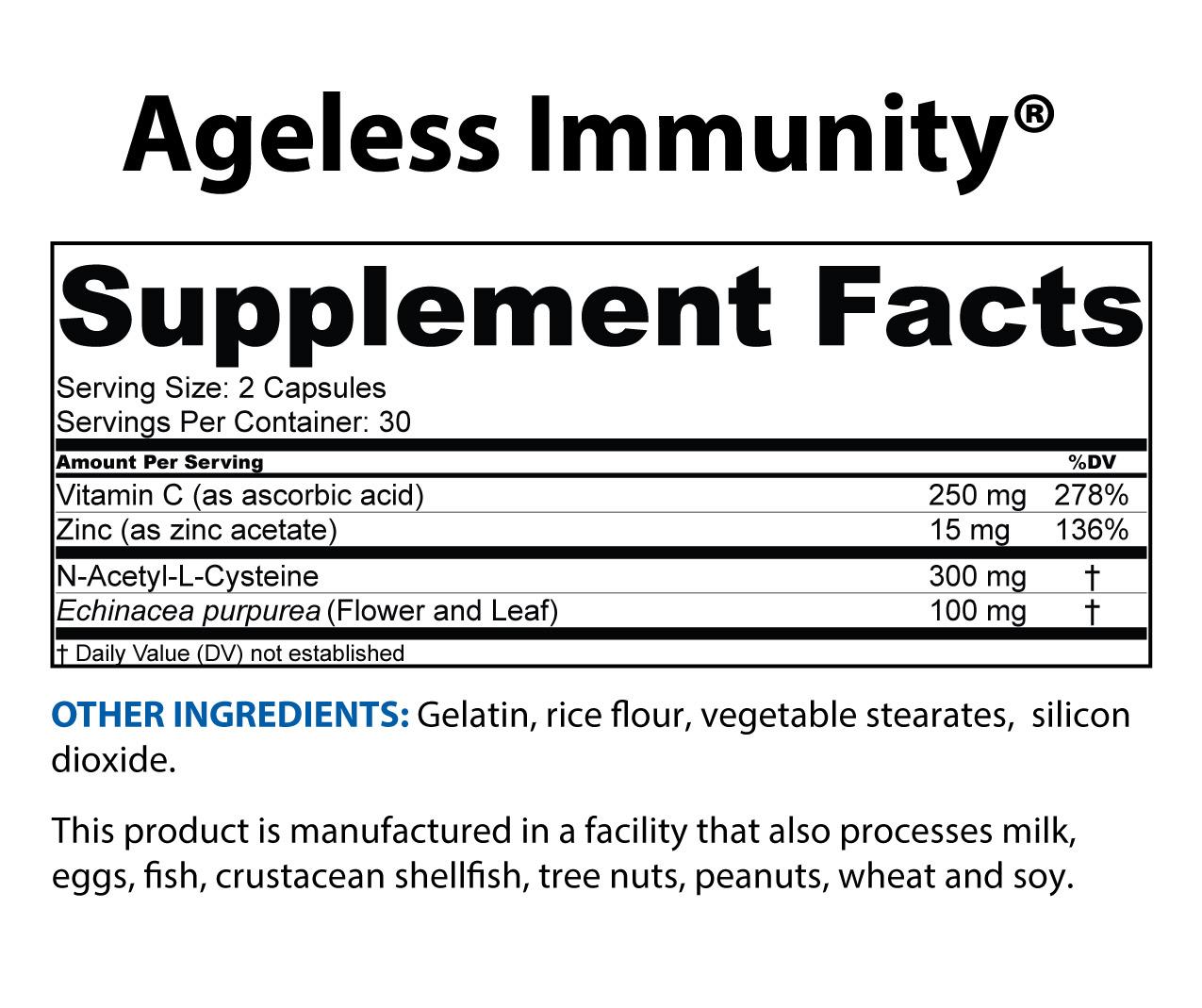 Ageless Immunity Ingredients