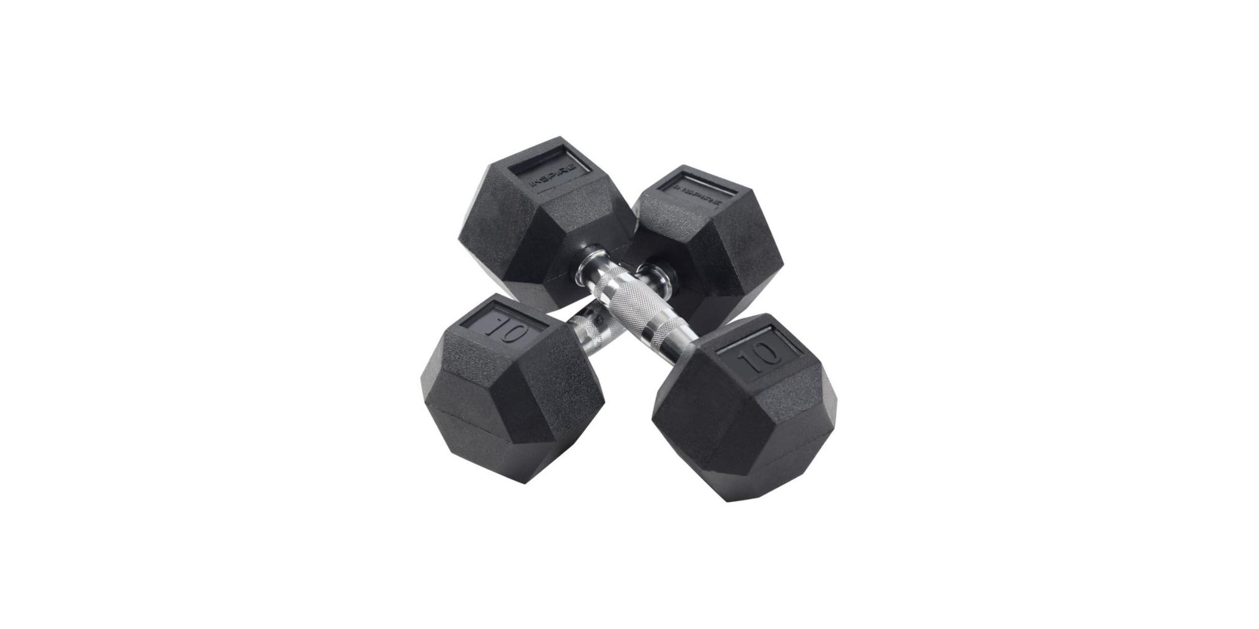 Inspire Hex Rubber Dumbbells (5-120 Lb Options)