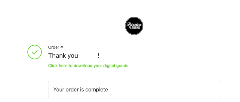 Passion Planner Digital Confirmation Screenshot