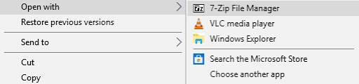 Windows Unzip Screenshot