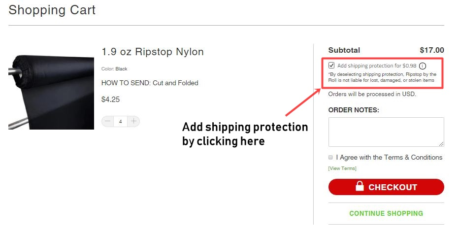Route_shipping_protection_on_cart.JPG