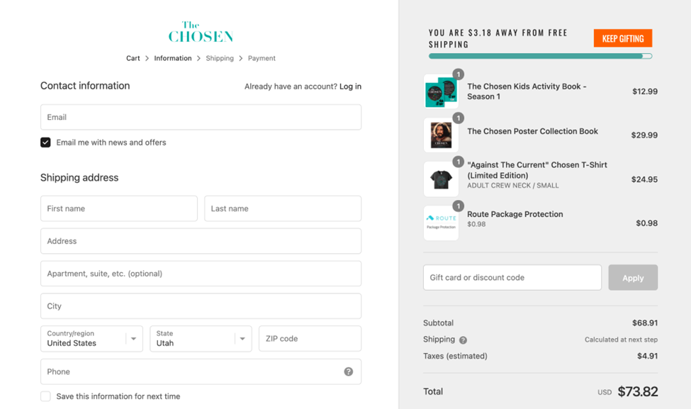 How do I use a discount code or gift card?