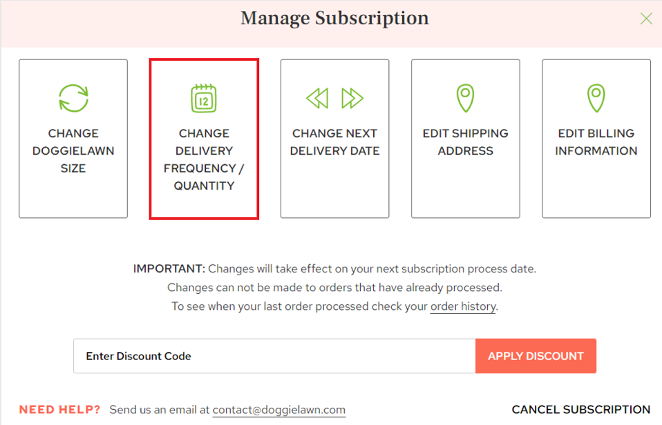 How do I change my delivery frequency?