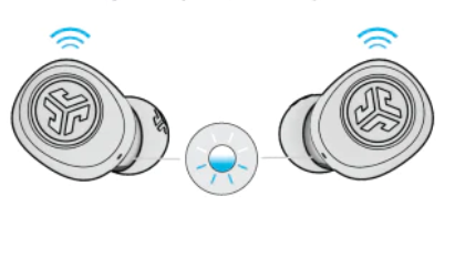 one earbud will blink blue/white which is our bluetooth icon indicating ready to pair
