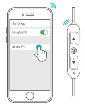 select your device name in your bluetooth menu settings to connect, blinking blue lights indicate you are connected