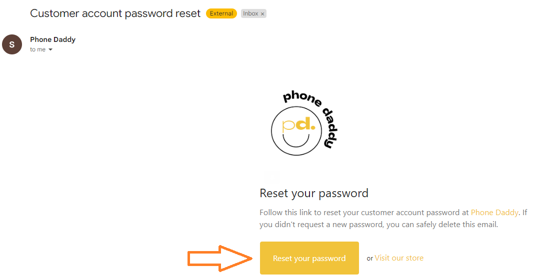Reset your password button