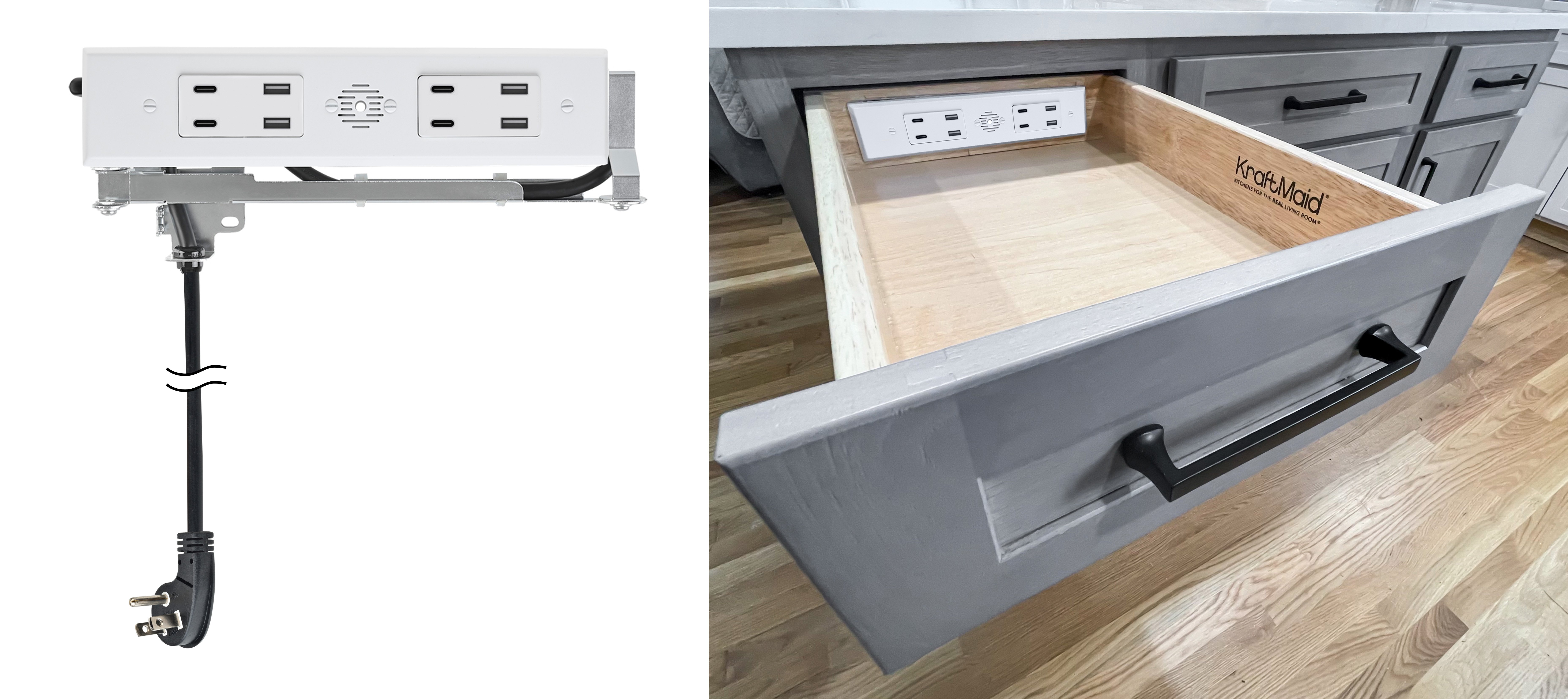 4 USB-C (PD) and 4 USB-A kitchen island drawer outlet