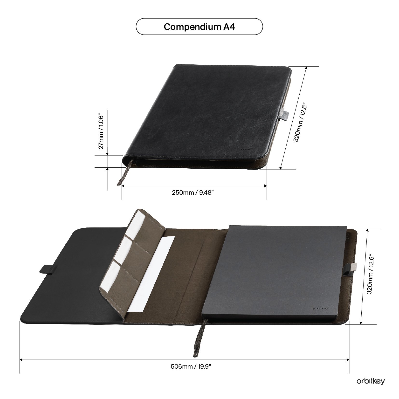 What are the dimensions of the Hybrid Laptop Sleeve and Compendium?