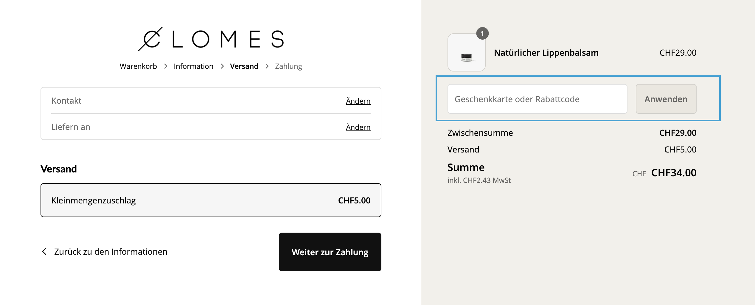 Beispiel Gutschein einlösen
