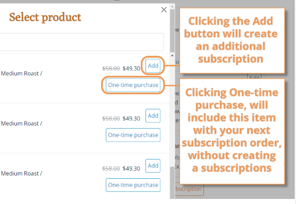 Screenshot of edit subscription adding new item confirmation on shopmzb.com