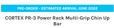 PRE-ORDER - ESTIMATED ARRIVAL JUNE 2022 CORTEX PR-3 power Rack Multi-crip Chin up Bar
