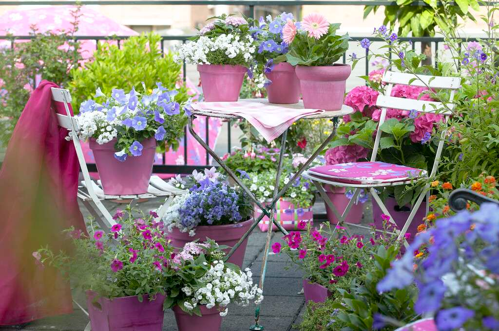 garden furniture and pots