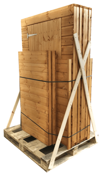 A wooden box on a pallet

Description automatically generated